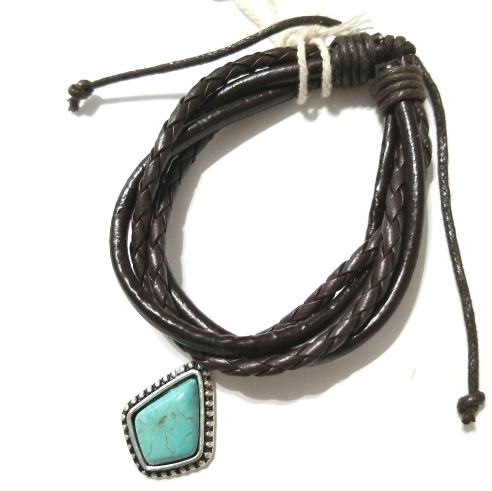 Isac Leather Concho Charm Bracelet